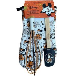 Disney Mickey Mouse Kitchen Set Halloween 3 Piece Spooky Oven Mitt Whisk Spatula